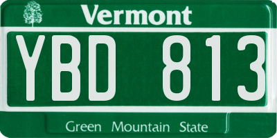 VT license plate YBD813