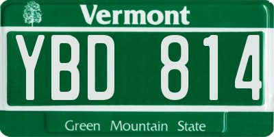 VT license plate YBD814