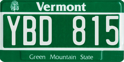 VT license plate YBD815