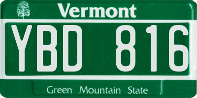 VT license plate YBD816