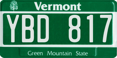 VT license plate YBD817