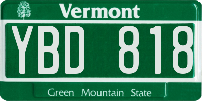 VT license plate YBD818
