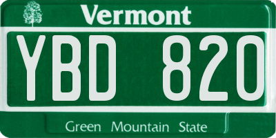 VT license plate YBD820