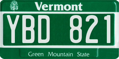 VT license plate YBD821