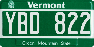 VT license plate YBD822