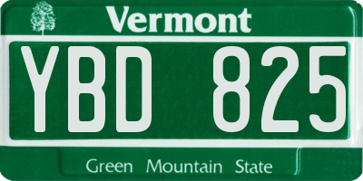 VT license plate YBD825