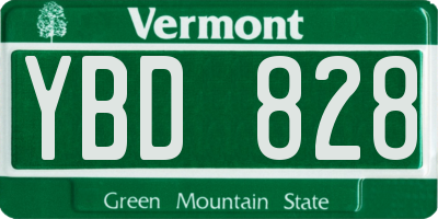 VT license plate YBD828