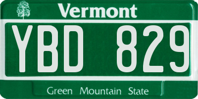 VT license plate YBD829