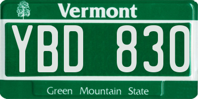 VT license plate YBD830