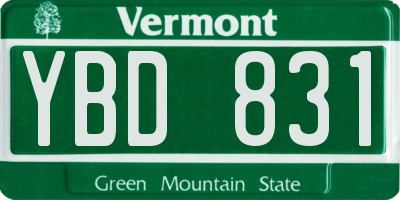 VT license plate YBD831
