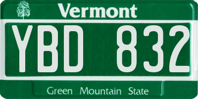 VT license plate YBD832