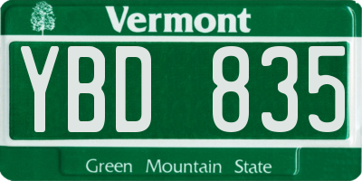 VT license plate YBD835