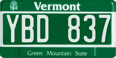 VT license plate YBD837