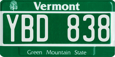 VT license plate YBD838