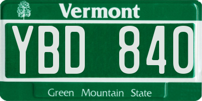 VT license plate YBD840