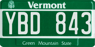 VT license plate YBD843