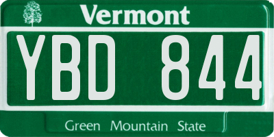 VT license plate YBD844