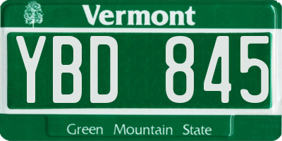 VT license plate YBD845