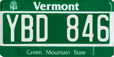 VT license plate YBD846