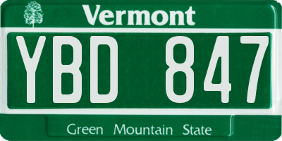 VT license plate YBD847