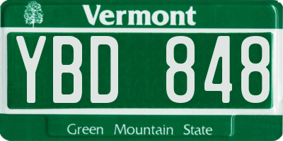 VT license plate YBD848