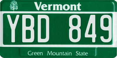 VT license plate YBD849