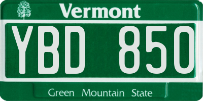 VT license plate YBD850