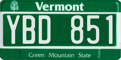 VT license plate YBD851