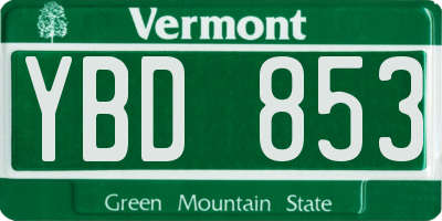 VT license plate YBD853