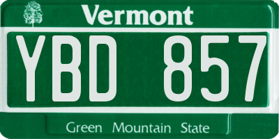 VT license plate YBD857