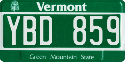 VT license plate YBD859