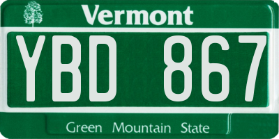 VT license plate YBD867
