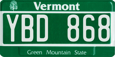 VT license plate YBD868