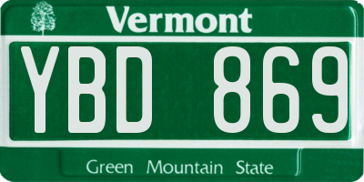 VT license plate YBD869