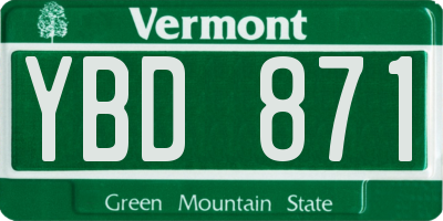 VT license plate YBD871
