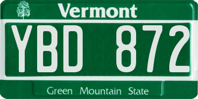 VT license plate YBD872