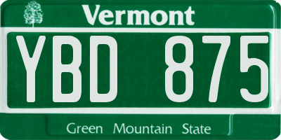 VT license plate YBD875