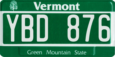 VT license plate YBD876
