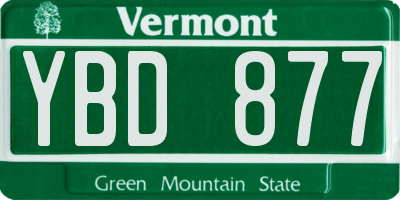 VT license plate YBD877