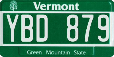 VT license plate YBD879