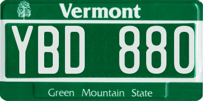 VT license plate YBD880