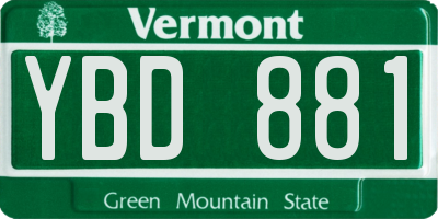 VT license plate YBD881