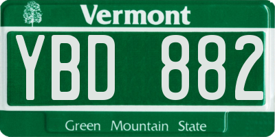 VT license plate YBD882