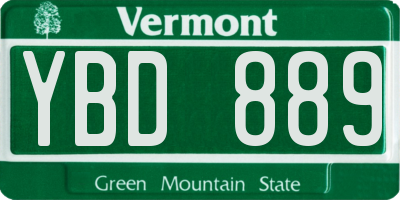 VT license plate YBD889