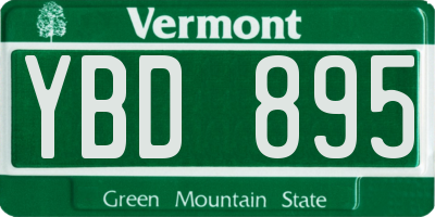 VT license plate YBD895