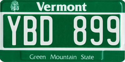 VT license plate YBD899