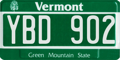 VT license plate YBD902