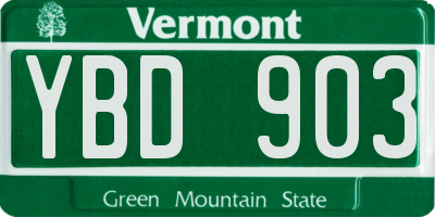 VT license plate YBD903
