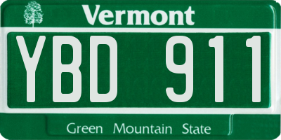 VT license plate YBD911