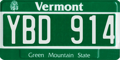 VT license plate YBD914